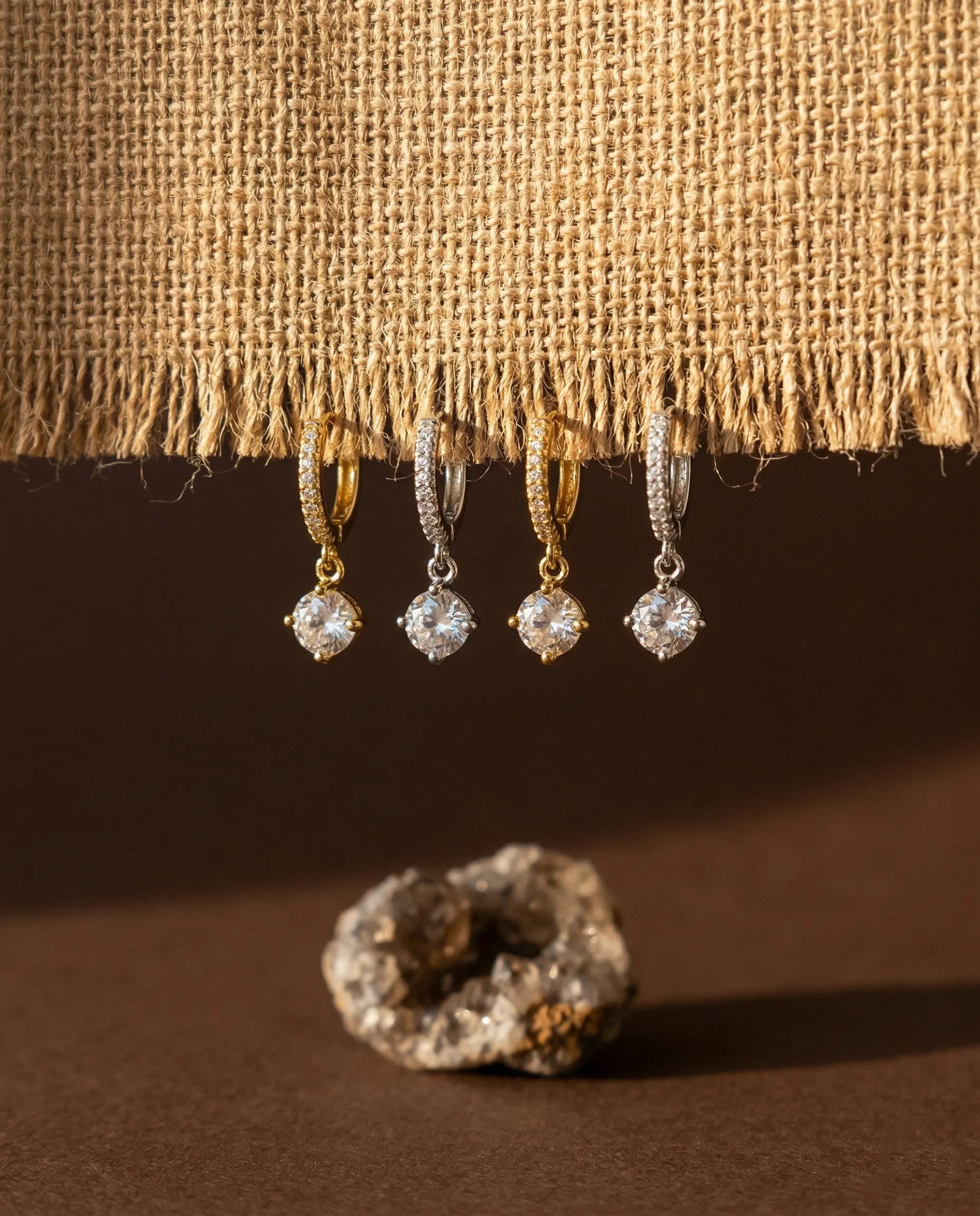 dafne-zirconia-drop-huggie-earrings-925-sterling-silver-gold-vermeil, elegant-minimalist-solitaire-dangle-jewelry-luxury, high-quality-tarnish-free-shimmering-crystal-hoops, senya-jewelry-best-seller-dafne