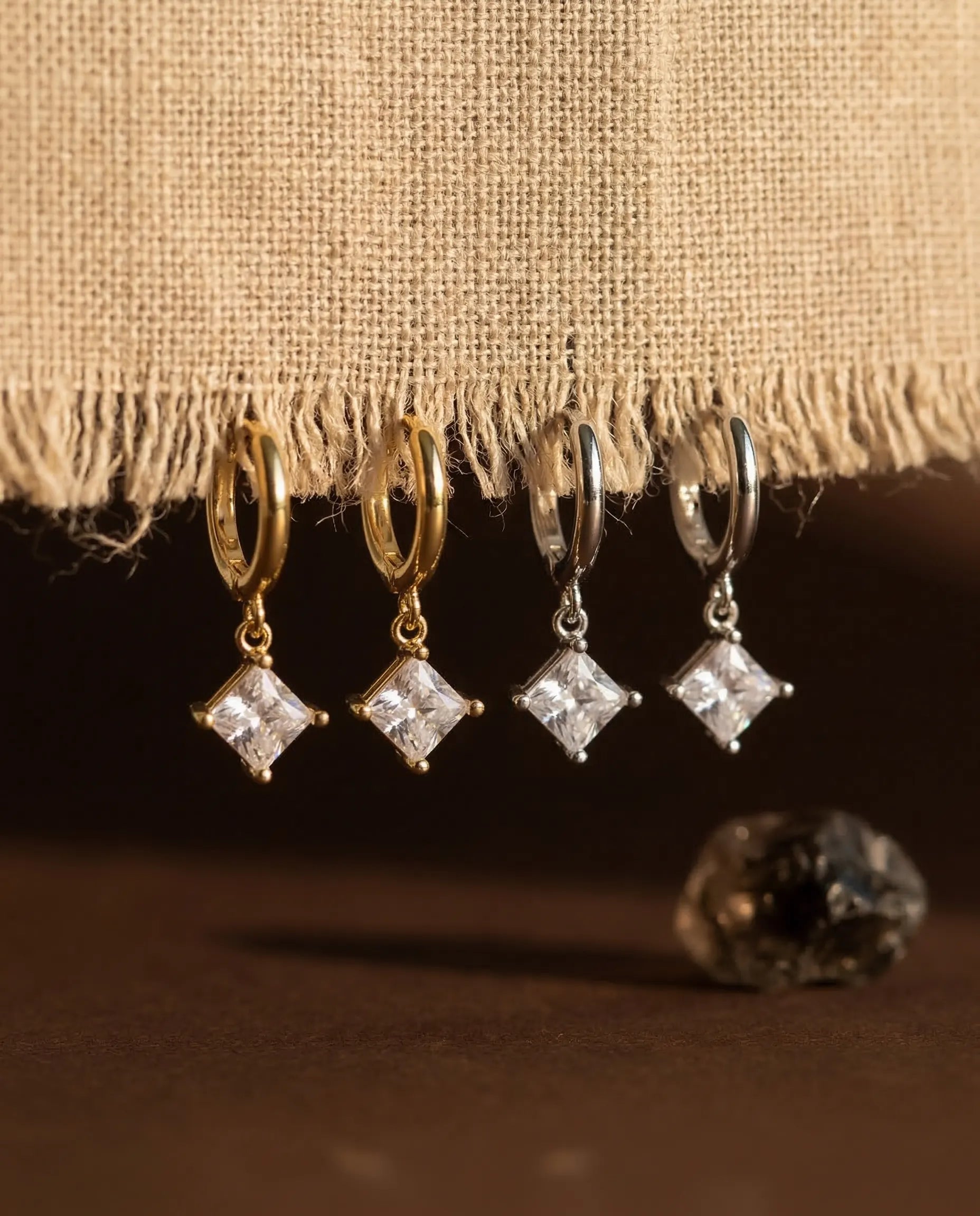 davina-crystal-drop-huggie-hoop-earrings-925-silver-gold-vermeil, elegant-minimalist-opal-effect-jewelry-luxury, high-quality-tarnish-free-shimmering-earrings, senya-jewelry-best-seller-davina