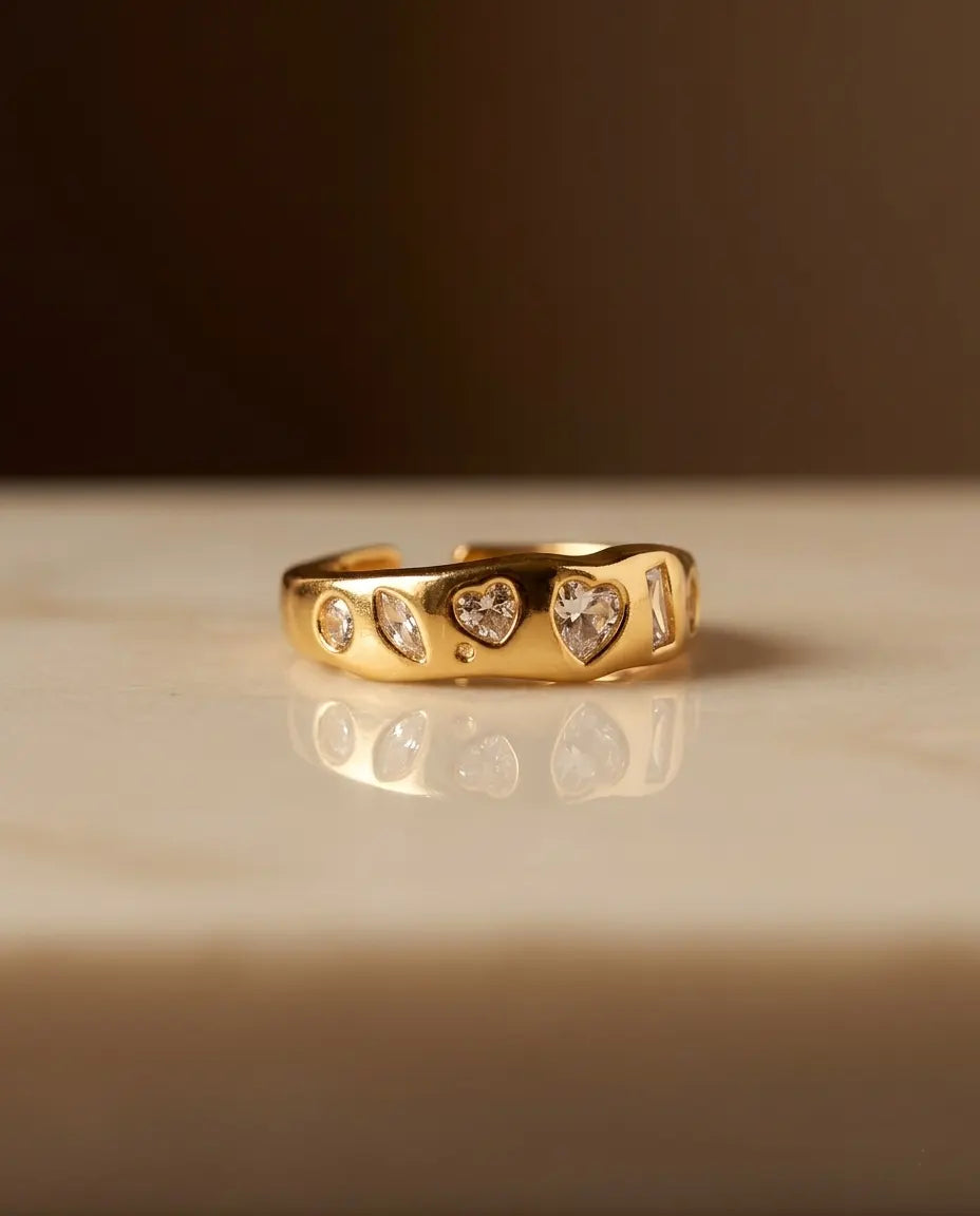 durable-life-proof-paloma-gold-heart-ring-detail, sophisticated-adjustable-open-band-design, high-quality-18k-gold-pvd-plating, anti-allergy-steel-jewelry-premium, refined-jewelry-collection-germany