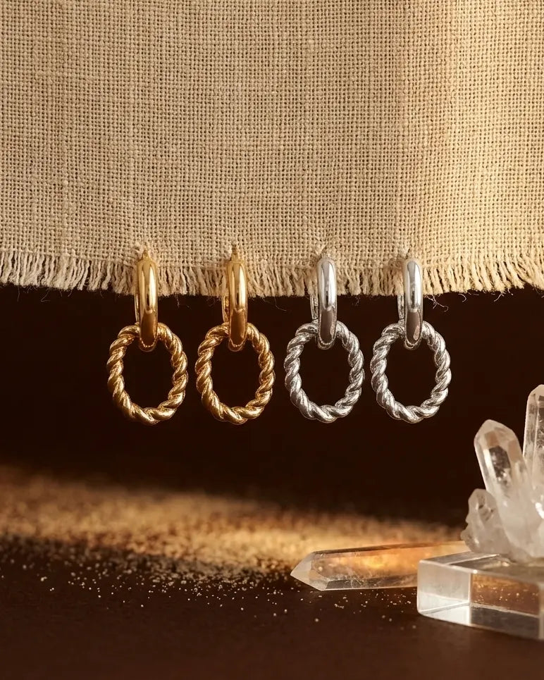 durable-tarnish-free-ferrach-link-earrings, sophisticated-double-link-texture-detail, high-quality-18k-gold-pvd-plating, anti-allergy-steel-jewelry-premium, refined-jewelry-collection-germany