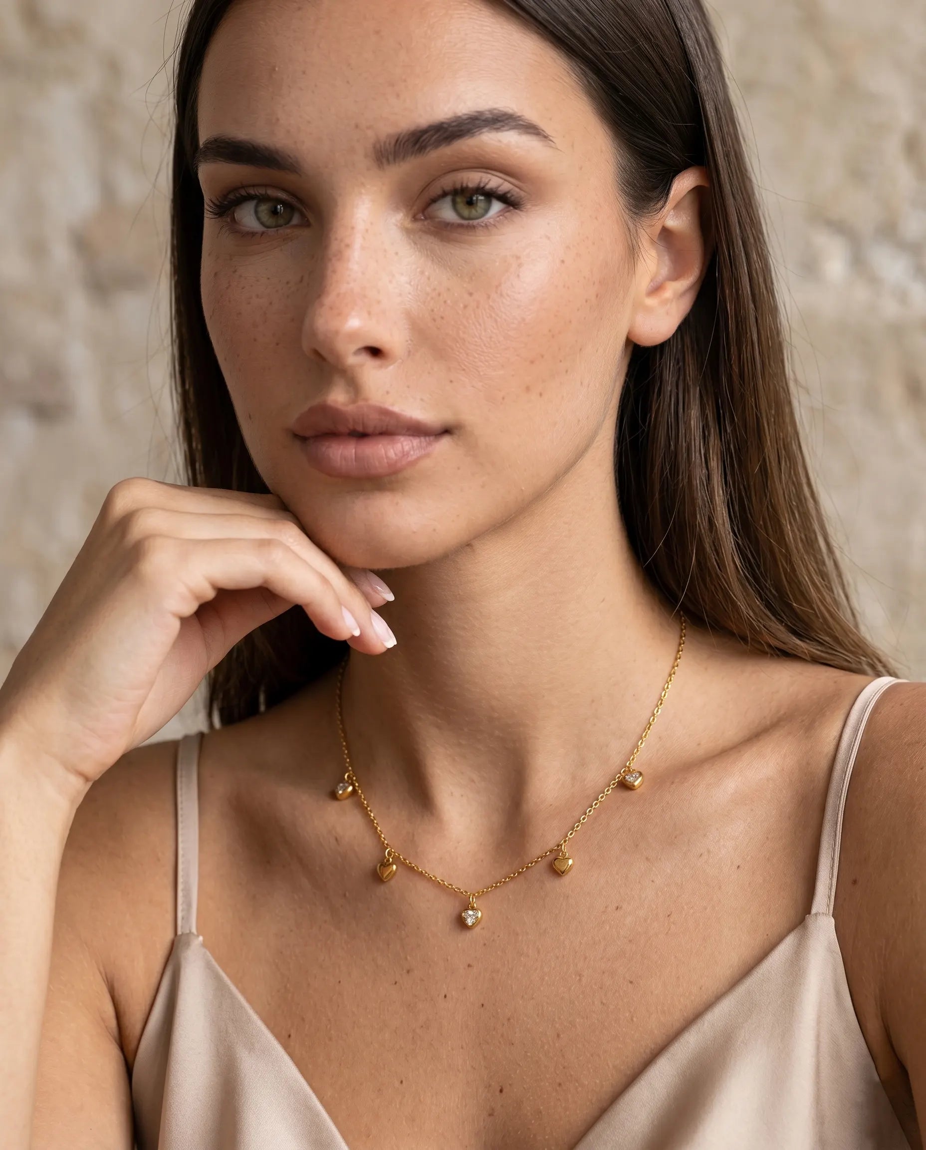 isabella-necklace-five-heart-charms-detail-on-minimalist-gold-chain-waterproof-stainless-steel-luxury-aesthetic