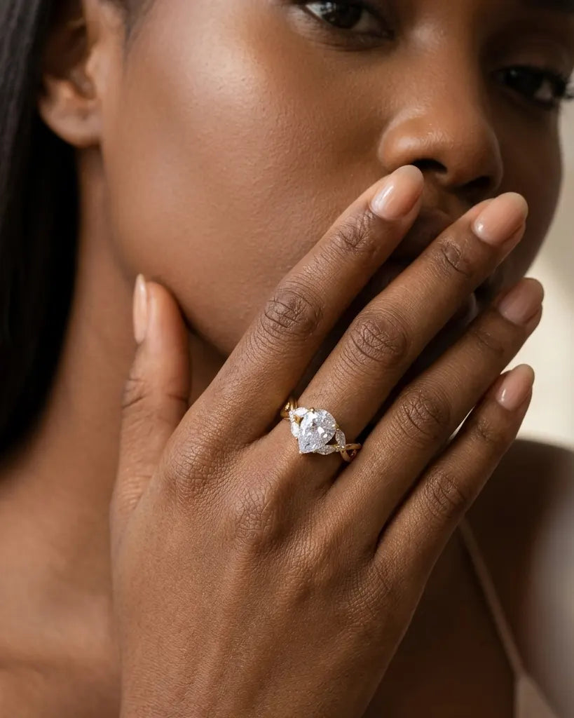 model-wearing-gold-sicilia-heart-ring-lifestyle, elegant-modern-feminine-jewelry-on-hand, professional-women-luxury-accessories, chic-gold-crystal-ring-styling, luxury-lifestyle-brand-model