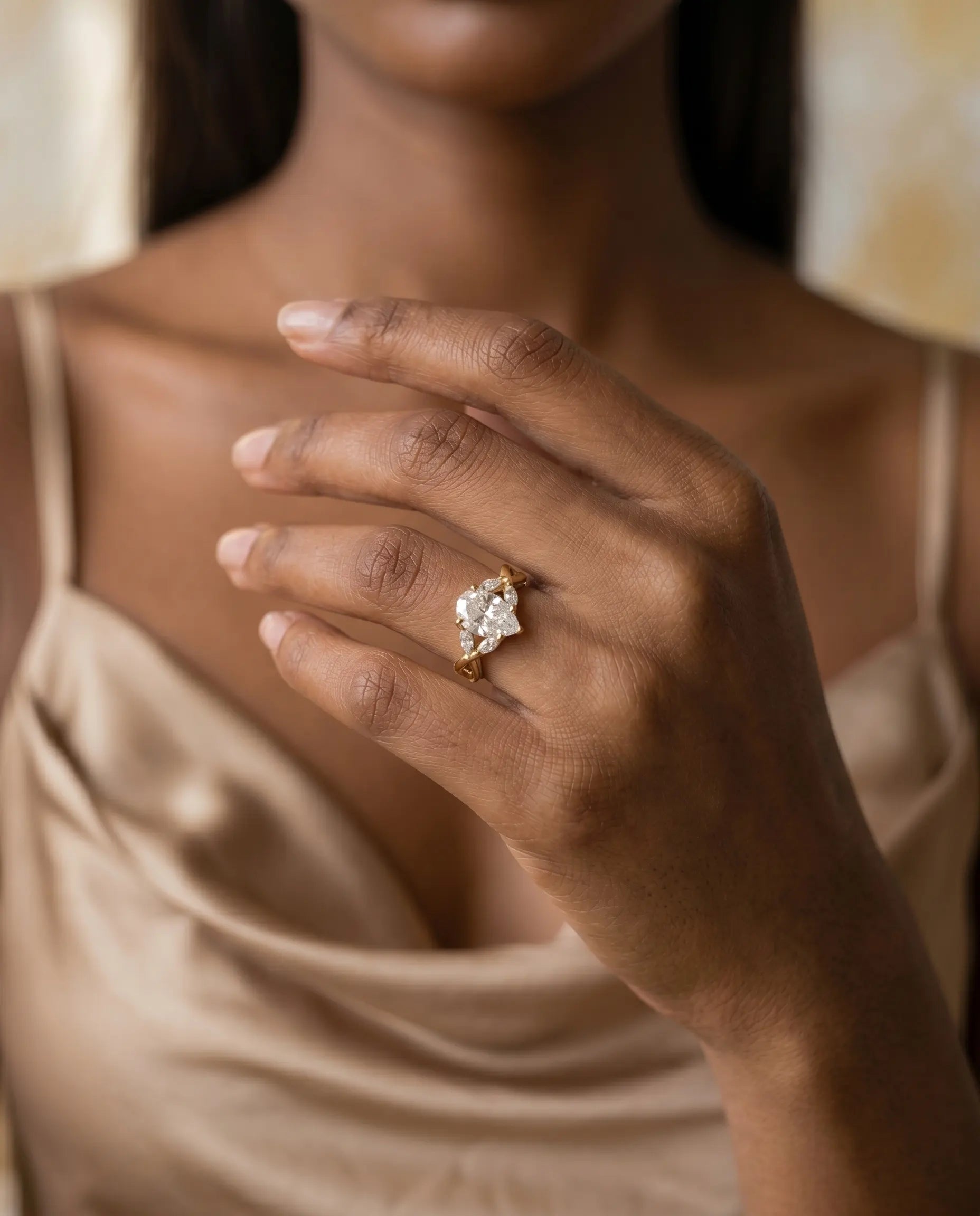 model-wearing-gold-sicilia-heart-ring-lifestyle, elegant-modern-feminine-jewelry-on-hand, professional-women-luxury-accessories, chic-gold-crystal-ring-styling, luxury-lifestyle-brand-model