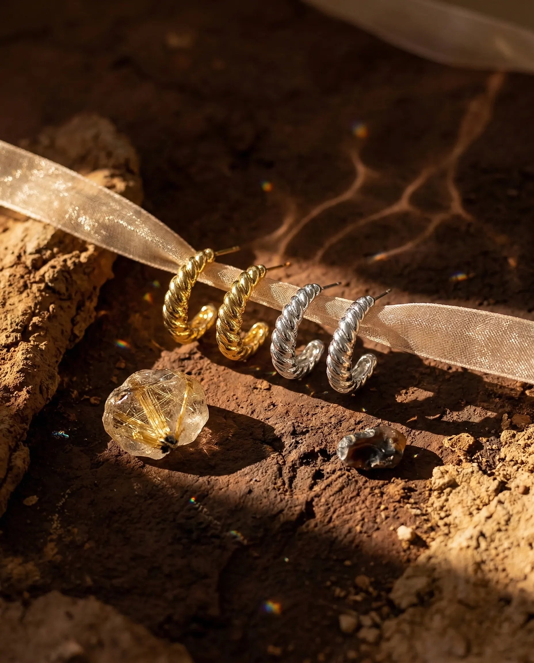 museful-sparkling-twisted-hoop-earrings-gold-silver-stainless-steel-waterproof, elegant-textured-crystal-jewelry-luxury, high-quality-tarnish-free-shimmering-hoops, senya-jewelry-best-seller-museful