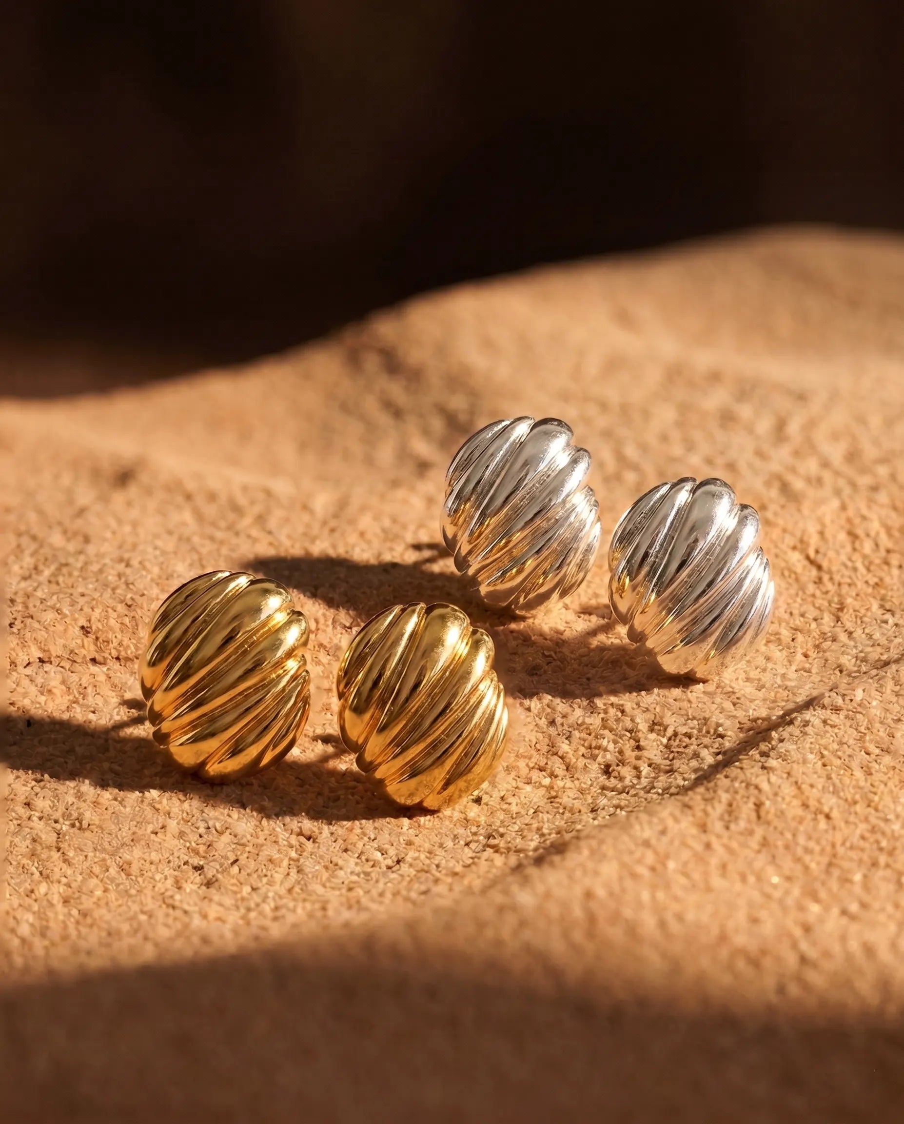 nia-ribbed-chunky-dome-stud-earrings-316l-stainless-steel-18k-gold-pvd, elegant-minimalist-textured-jewelry-luxury, high-quality-waterproof-tarnish-free-stud-earrings, senya-jewelry-best-seller-nia