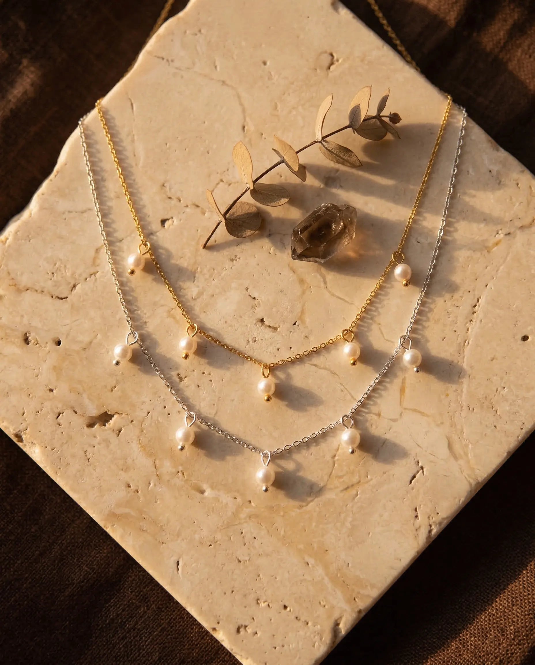 nora-multi-pearl-drop-necklace-stainless-steel-silver-gold, elegant-minimalist-pearl-station-jewelry-waterproof, high-quality-tarnish-free-pearl-pendant, senya-jewelry-best-seller-nora