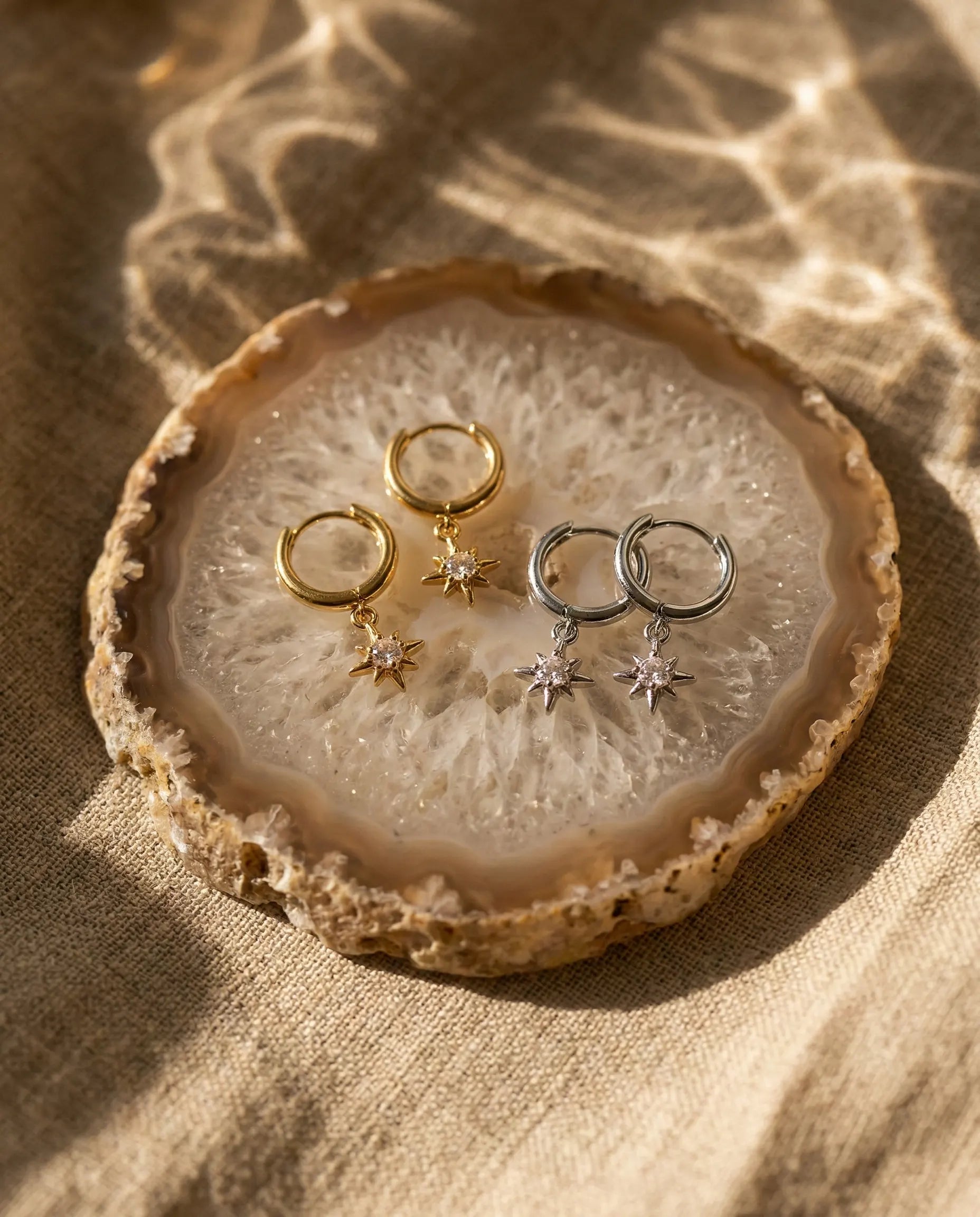 premium-quality-north-star-hoop-earrings, durable-gold-plating-detail-europe, anniversary-gift-gold-star-earrings, refined-minimalist-jewelry-aesthetic, sustainable-silver-jewelry-brand-europe