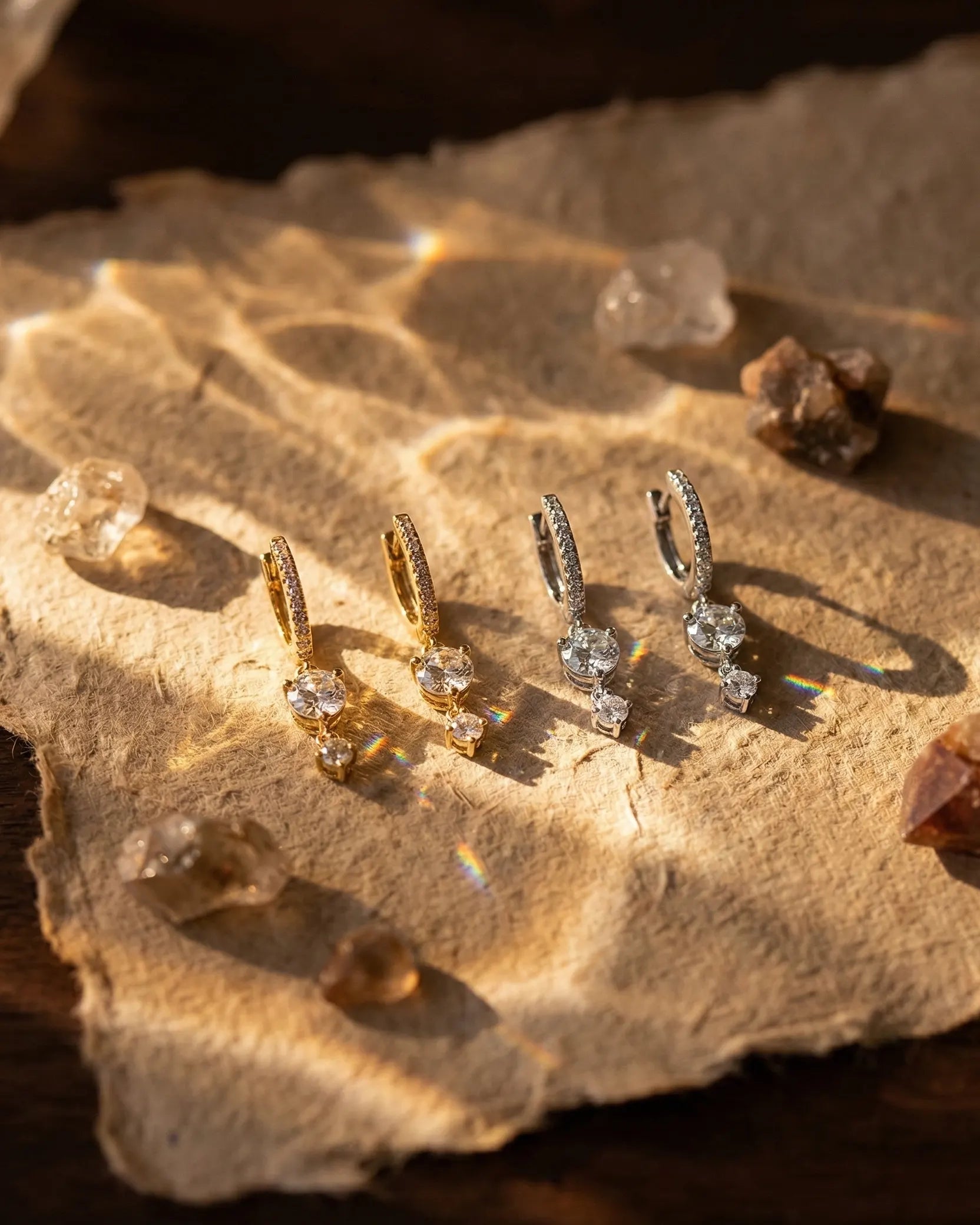 timeless-zirconia-aesthetic-drop-earrings, 18k-gold-finish-detail-margo-earrings, gift-ideas-for-wedding-guests-jewelry, luxury-boutique-jewelry-netherlands, artistic-jewelry-flatlay-photography