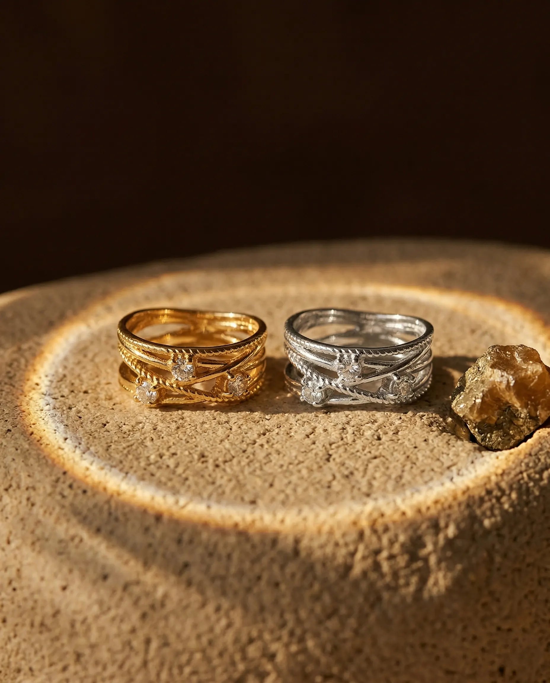 titania-sparkling-double-knot-ring-925-sterling-silver-gold-vermeil, elegant-minimalist-pave-knot-jewelry-luxury, high-quality-tarnish-free-crystal-ring, senya-jewelry-best-seller-titania