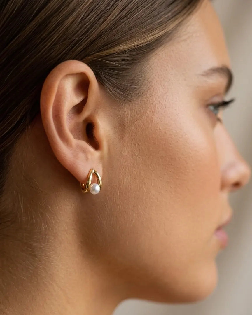 versatile-daily-wear-gold-lace-statement-earrings, effortless-high-end-pearl-triangle-style, minimalist-accessories-for-refined-look, classy-925-silver-pearl-earrings-lifestyle, senya-jewelry-lace-collection