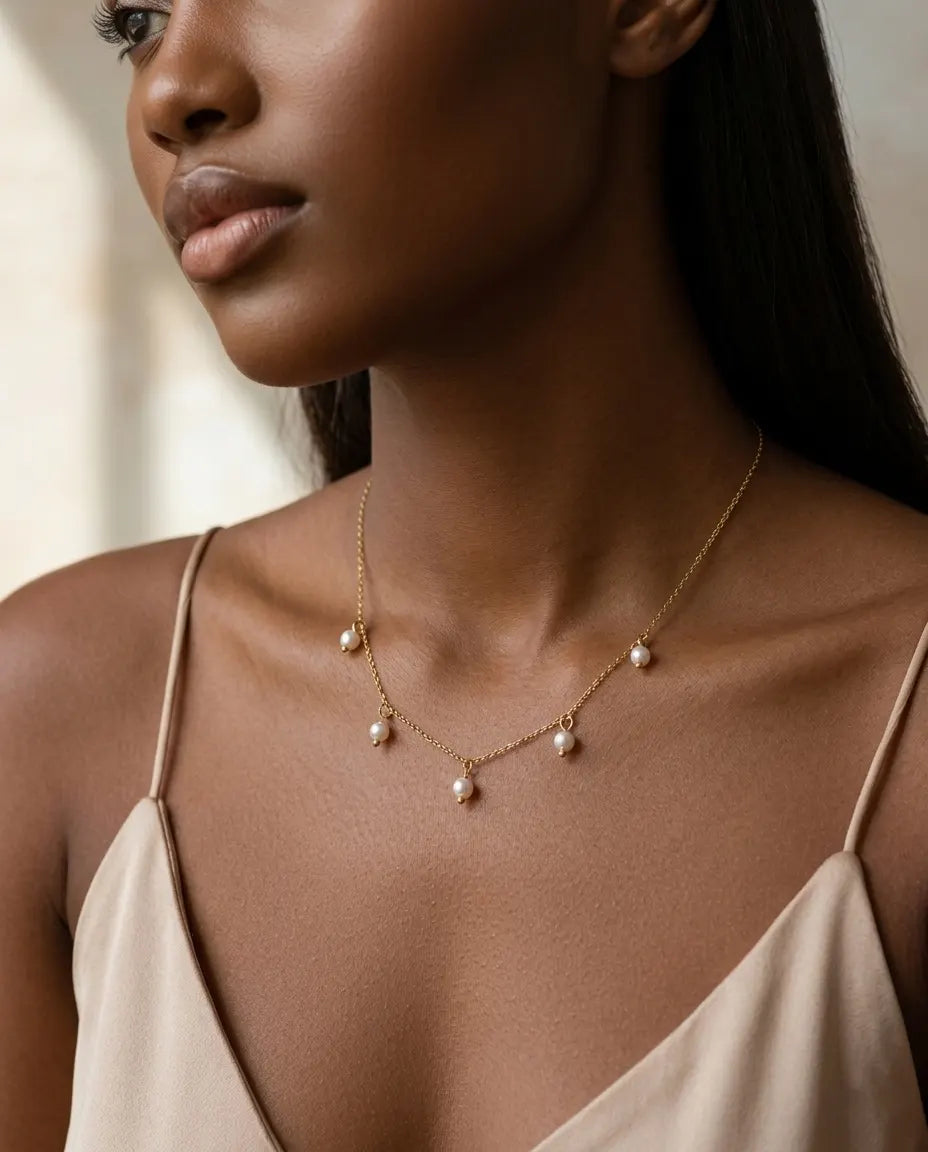 versatile-daily-wear-gold-nora-statement-necklace, effortless-high-end-pearl-jewelry-style, minimalist-accessories-for-refined-look, classy-stainless-steel-pearl-necklace-lifestyle, senya-jewelry-nora-collection