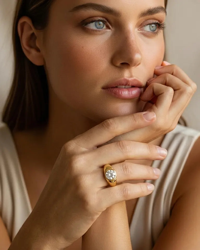 versatile-daily-wear-gold-span-statement-ring, effortless-high-end-industrial-luxe-style, minimalist-accessories-for-refined-look, classy-waterproof-baguette-ring-lifestyle, senya-jewelry-span-collection