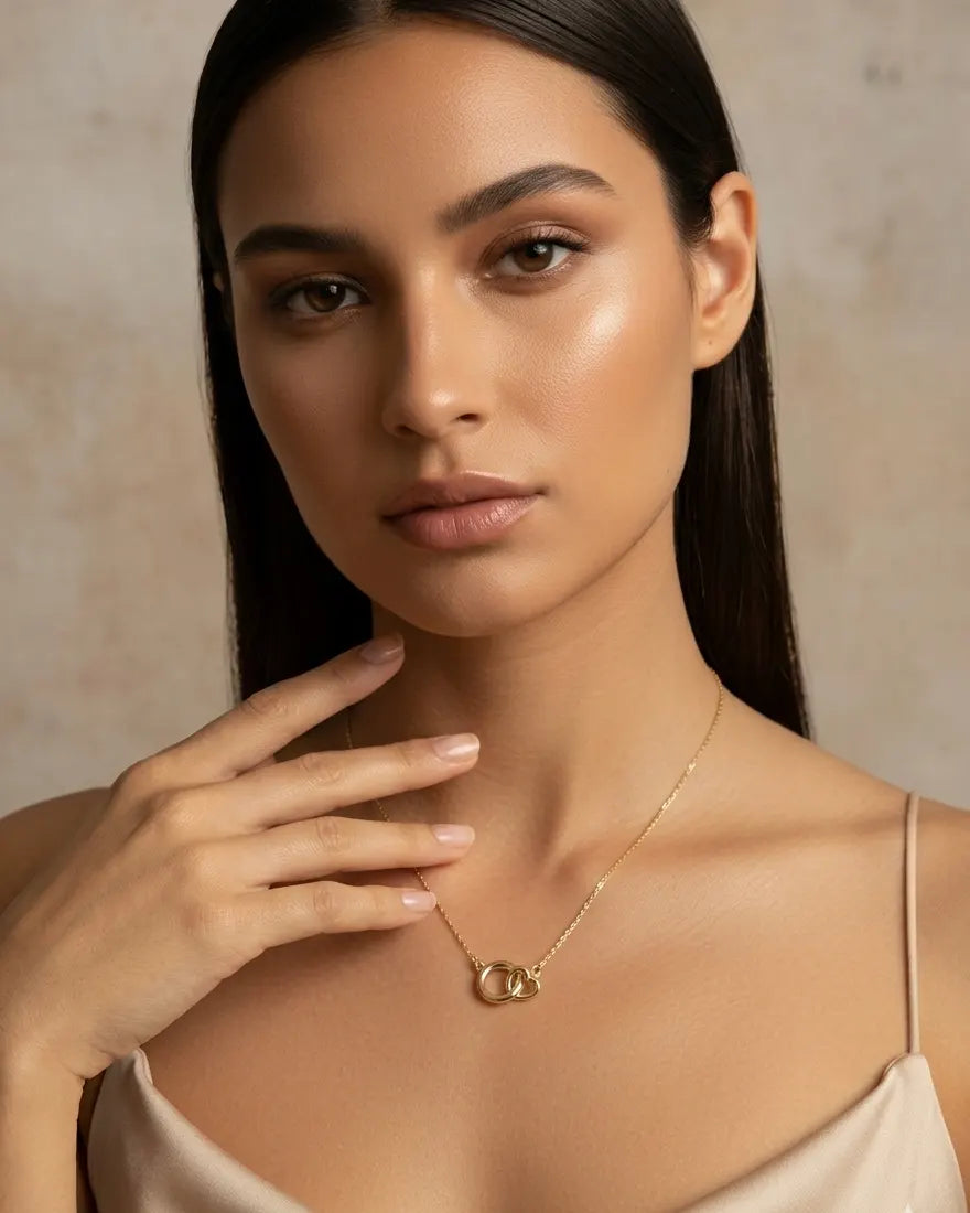 versatile-daily-wear-gold-valentina-circle-necklace, effortless-high-end-link-jewelry-style, minimalist-accessories-for-refined-look, classy-925-silver-double-hoop-necklace-lifestyle, senya-jewelry-valentina-collection