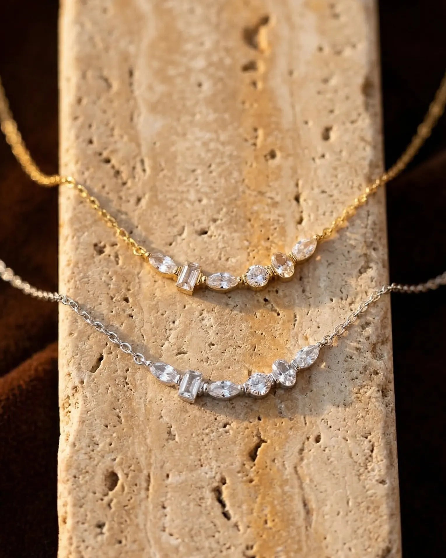 versatile-daily-wear-silver-donna-crystal-necklace, effortless-high-end-jewelry-style, minimalist-accessories-for-refined-look, classy-925-silver-arched-necklace-lifestyle, senya-jewelry-donna-collection