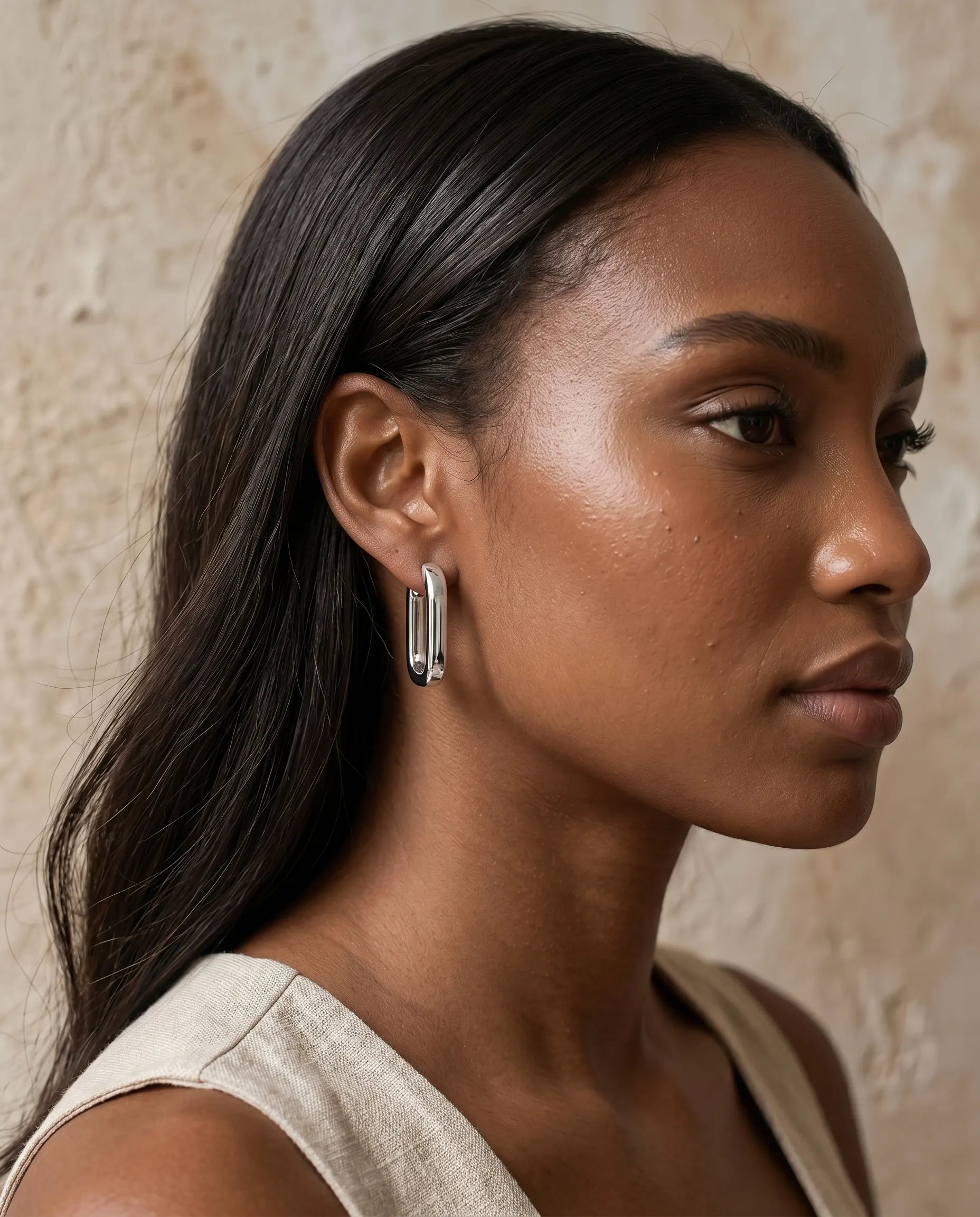 versatile-daily-wear-silver-seville-hoops-lifestyle, effortless-shimmer-jewelry-style, minimalist-accessories-for-office-wear, classy-925-silver-geometric-earrings, senya-jewelry-seville-collection