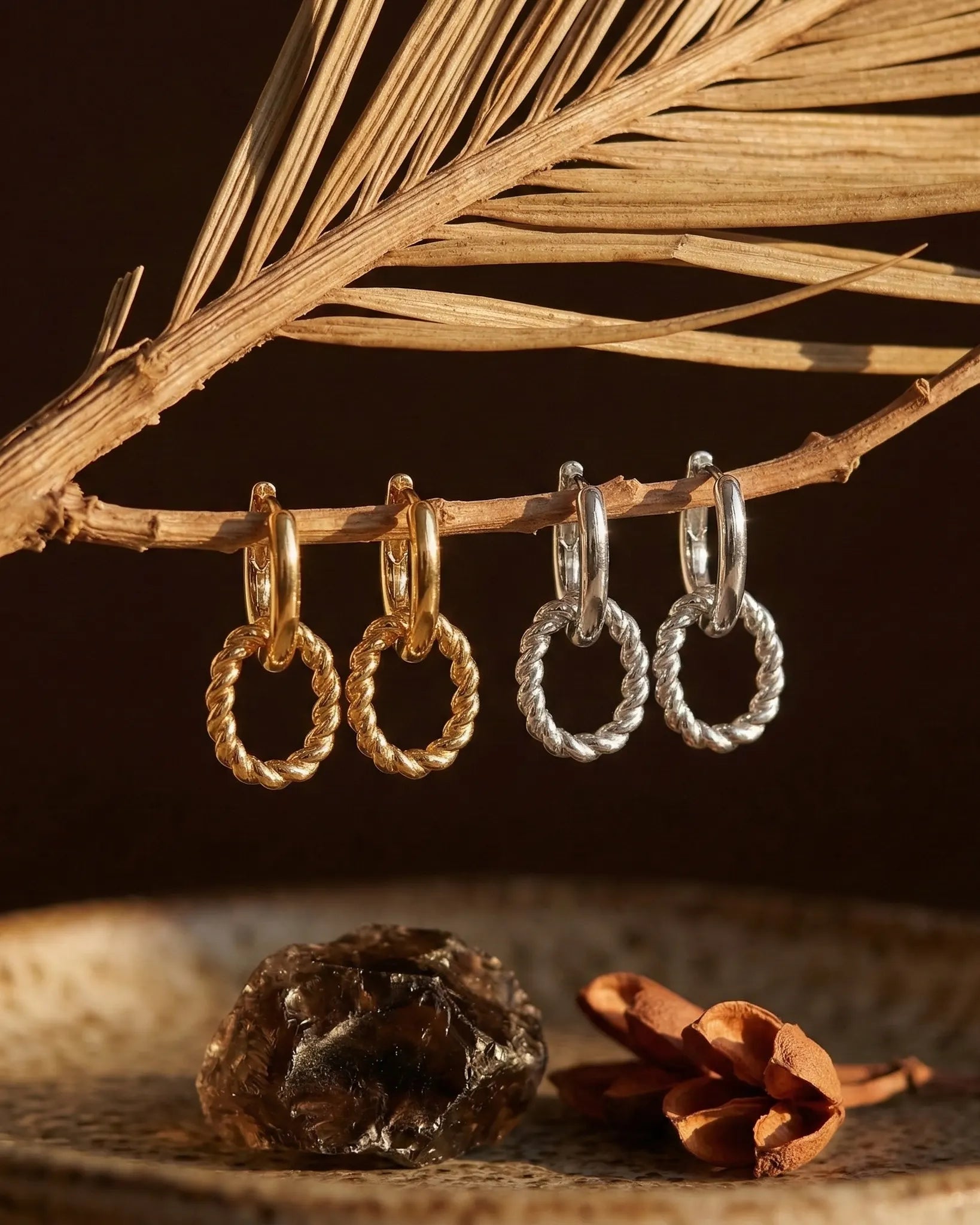 Ferrach Twisted Link Hoop Earrings Senya