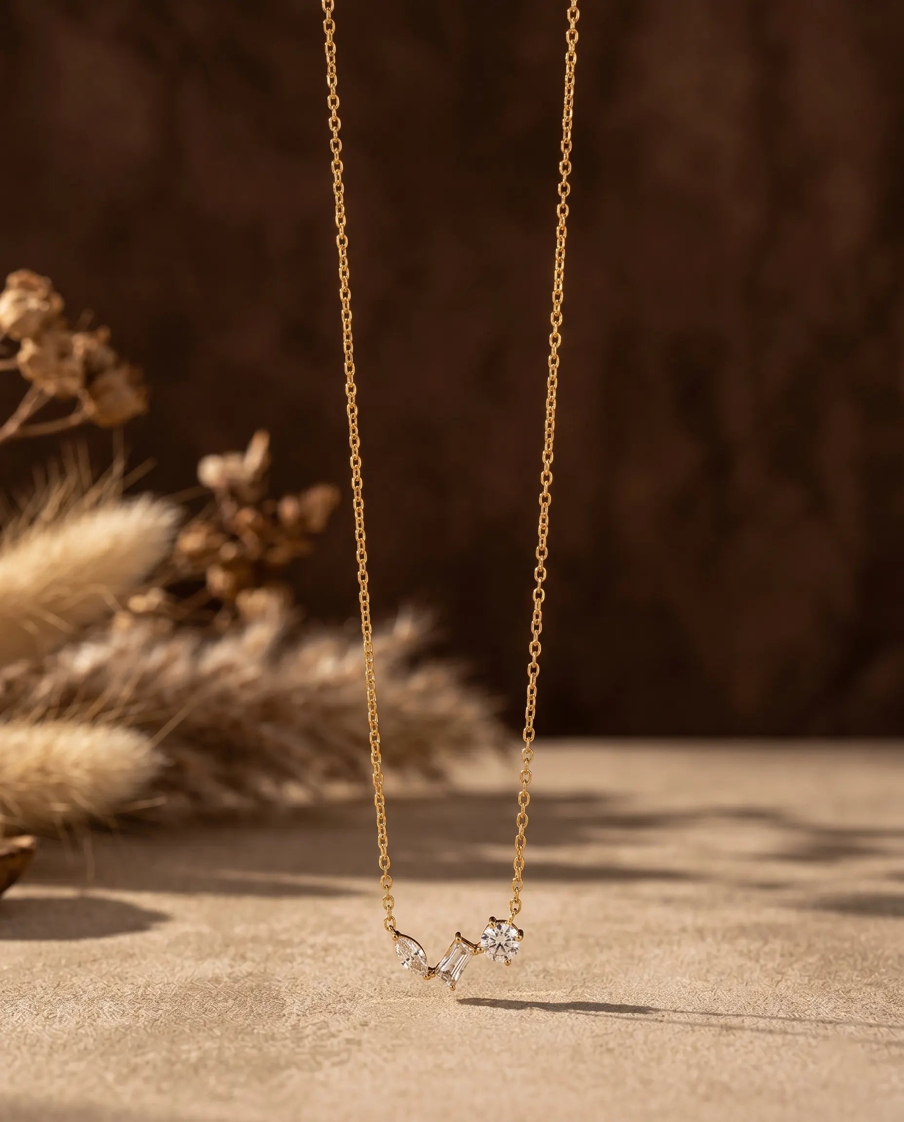 aesthetic-gold-necklace-with-brilliant-cut-crystals-lifestyle, luxury-tarnish-free-jewelry-for-women-europe, sophisticated-minimalist-gold-jewelry-photography