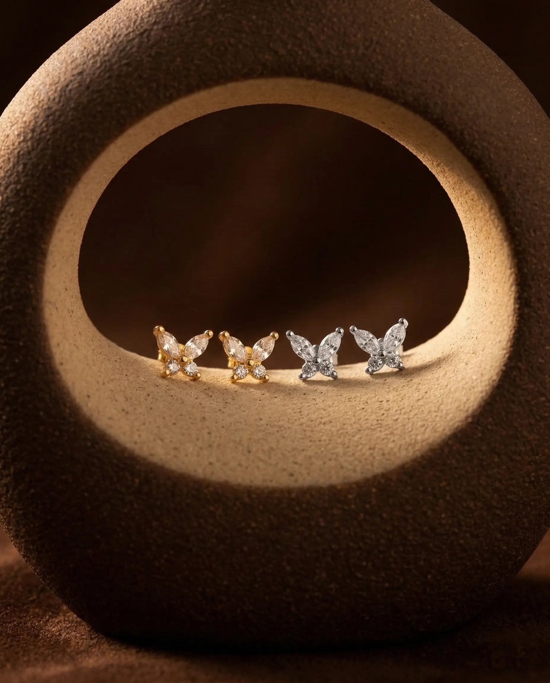 anti-tarnish-gold-vermeil-butterfly-earrings-detail, radiant-marquise-cut-shimmer-jewelry, jewelry-for-sensitive-ears-sterling-silver, upscale-jewelry-brand-denmark, modern-classic-butterfly-design