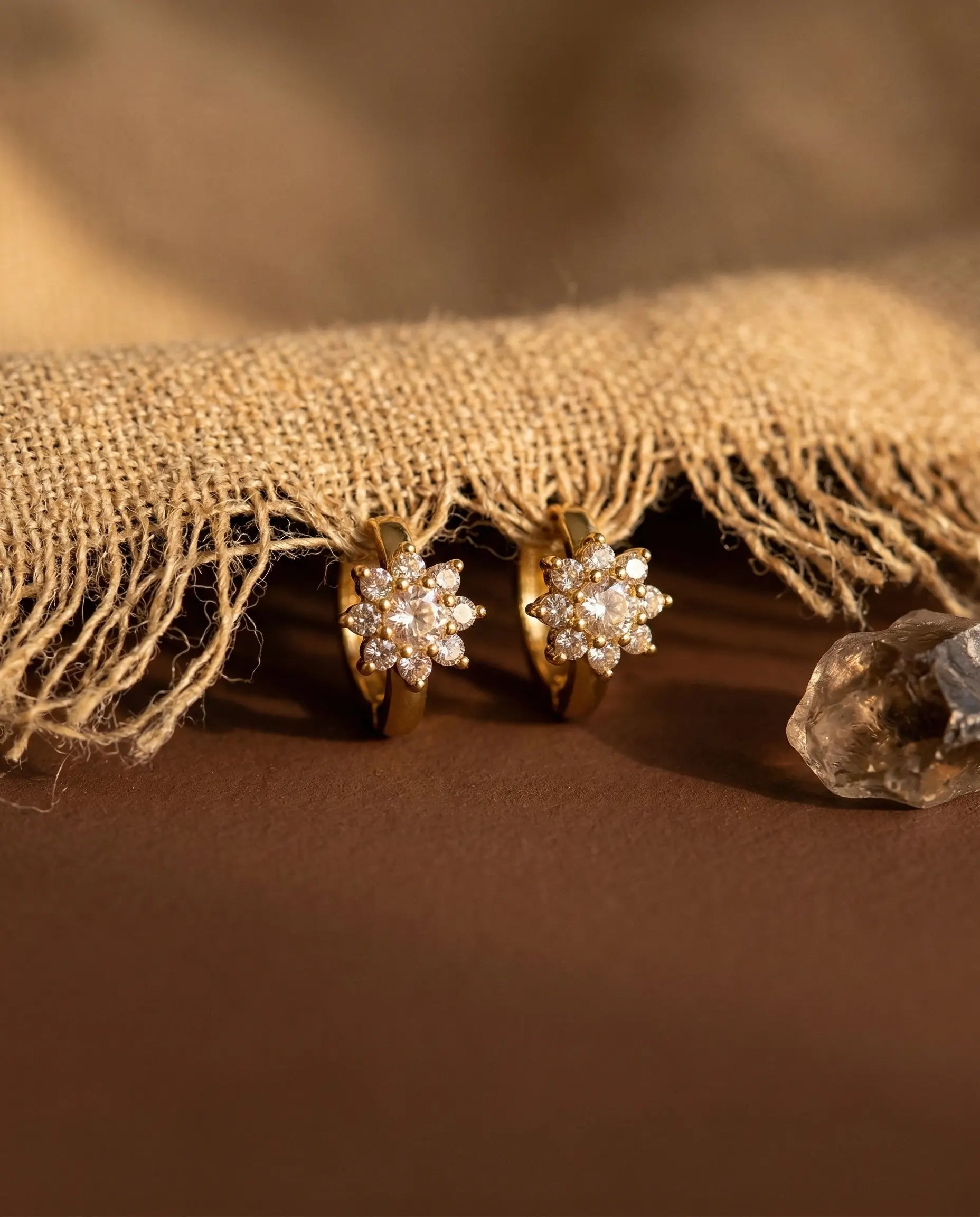 felicia-crystal-flower-hoop-earrings-925-silver-gold-vermeil, elegant-minimalist-floral-jewelry-luxury, high-quality-tarnish-free-daisy-hoops, senya-jewelry-best-seller-felicia