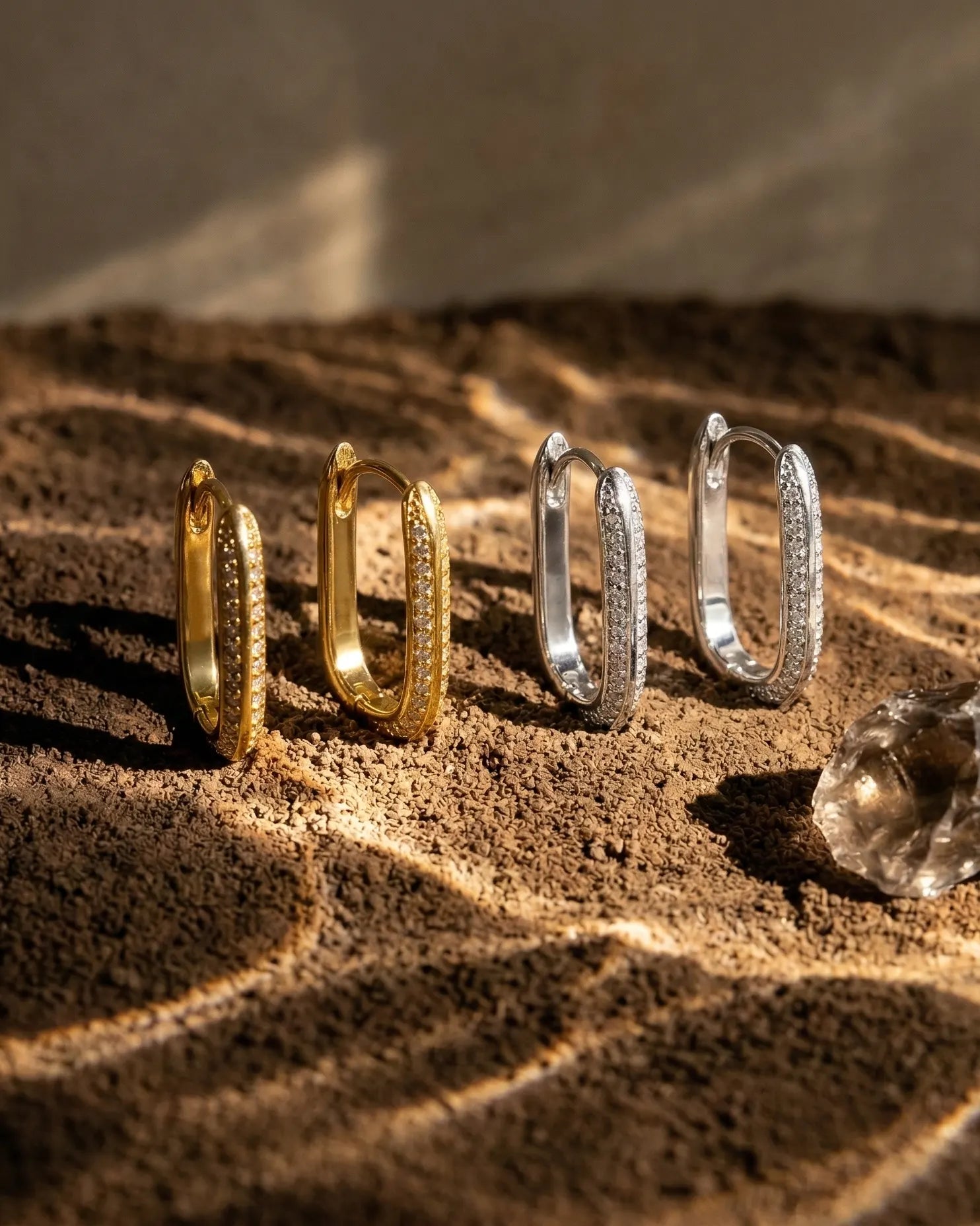 lennon-minimalist-rectangular-pave-hoop-earrings-925-sterling-silver-gold-vermeil, elegant-geometric-silver-jewelry-luxury, high-quality-tarnish-free-crystal-hoops, senya-jewelry-best-seller-lennon