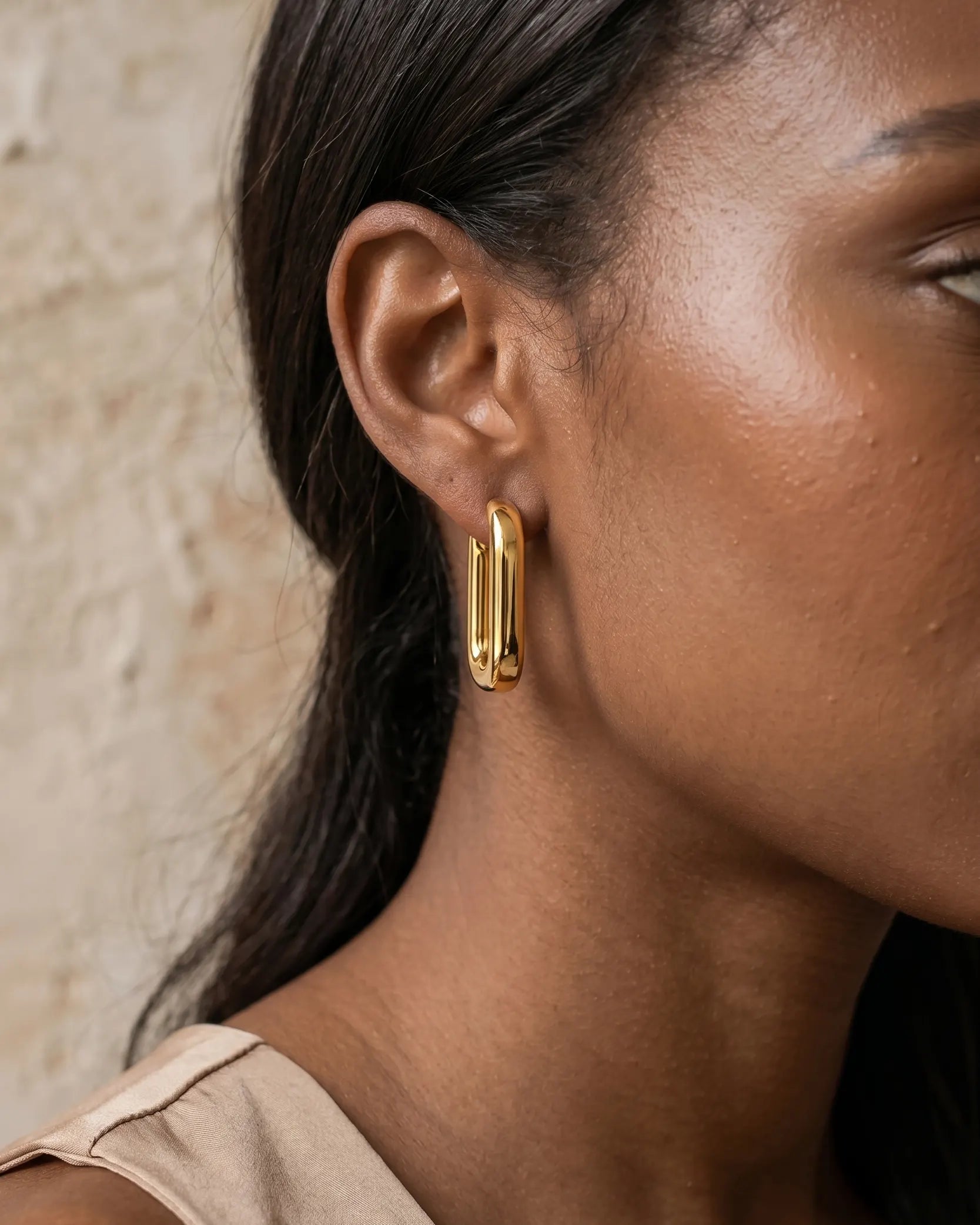 model-wearing-gold-seville-square-hoops-lifestyle, elegant-understated-everyday-luxury-jewelry, professional-women-minimalist-accessories, chic-geometric-gold-hoop-photography, luxury-lifestyle-brand-model
