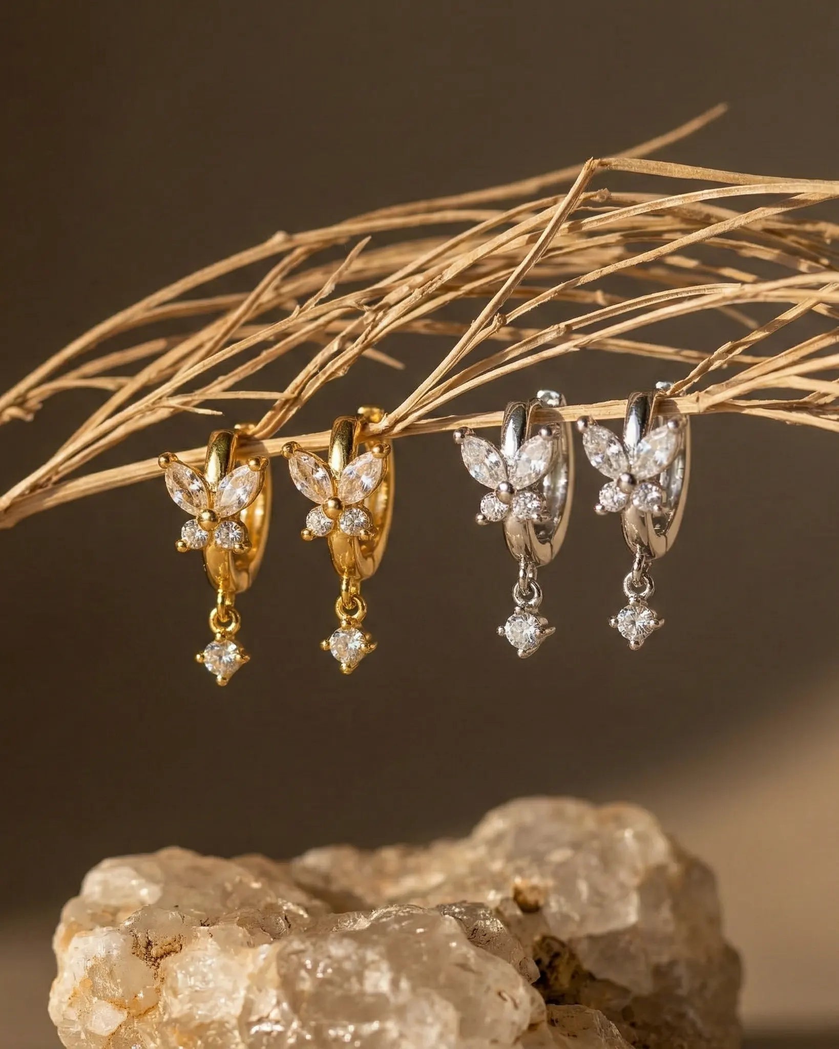 premium-quality-butterfly-zirconia-earrings, durable-gold-plating-detail-europe, anniversary-gift-gold-butterfly-drops, refined-minimalist-jewelry-aesthetic, sustainable-silver-jewelry-brand-europe