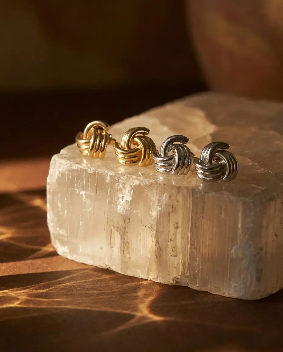 samira-knot-stud-earrings-gold-silver-stainless-steel-waterproof, elegant-symbolic-love-knot-jewelry-luxury, high-quality-tarnish-free-textured-studs, senya-jewelry-best-seller-samira