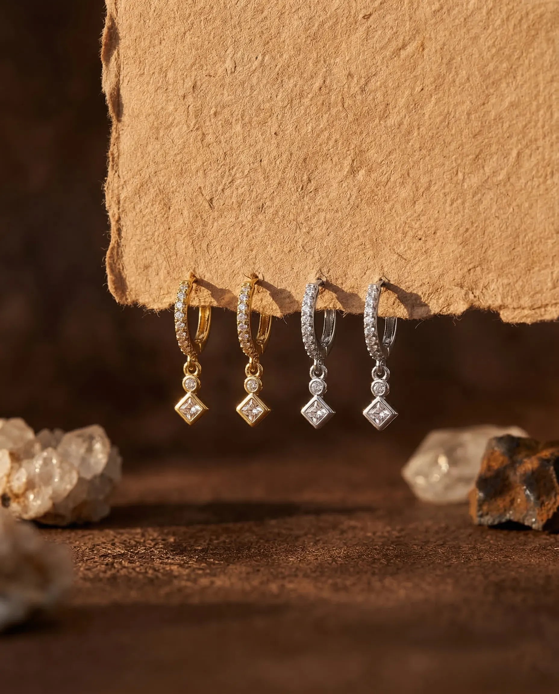 timeless-celestial-aesthetic-mercedes-star-earrings-gold-silver, 18k-gold-vermeil-finish-detail-pave-hoops, gift-ideas-for-women-sparkling-star-jewelry, luxury-boutique-jewelry-netherlands, artistic-jewelry-flatlay-photography