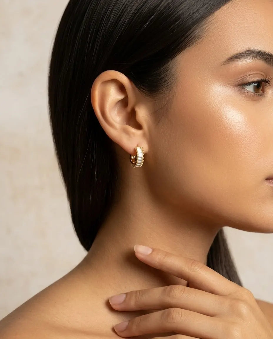 versatile-daily-wear-silver-lydia-statement-earrings, effortless-high-end-crystal-stack-style, minimalist-accessories-for-refined-look, classy-925-silver-baguette-earrings-lifestyle, senya-jewelry-lydia-collection